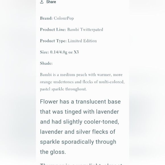 ColourPop X Disney Bambi Twitterpated Lux Gloss Trio - Picture 7 of 9